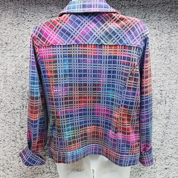 Erin London Womans Medium  Zip up Shacket. Multicolor. Cuff Sleeve. 2 Pockets... - Picture 3 of 15